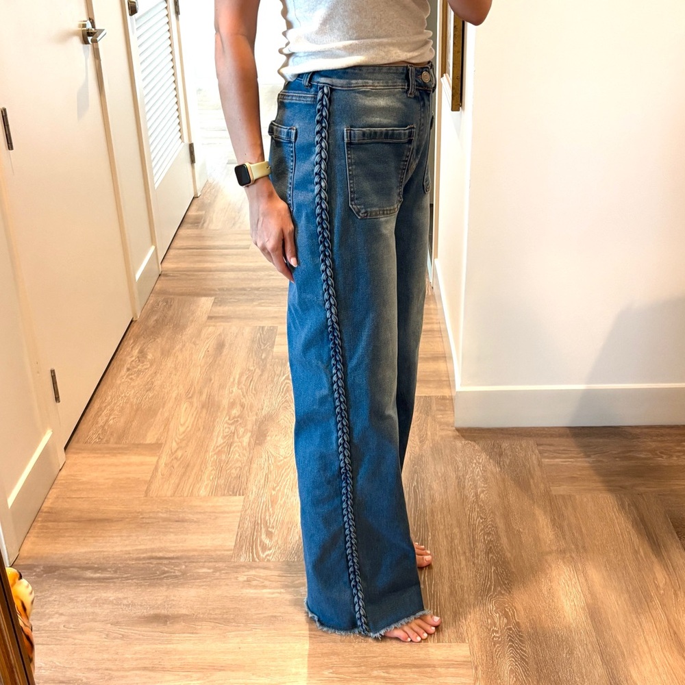 So Me Boutique High Waisted Braided Side Jeans Size M